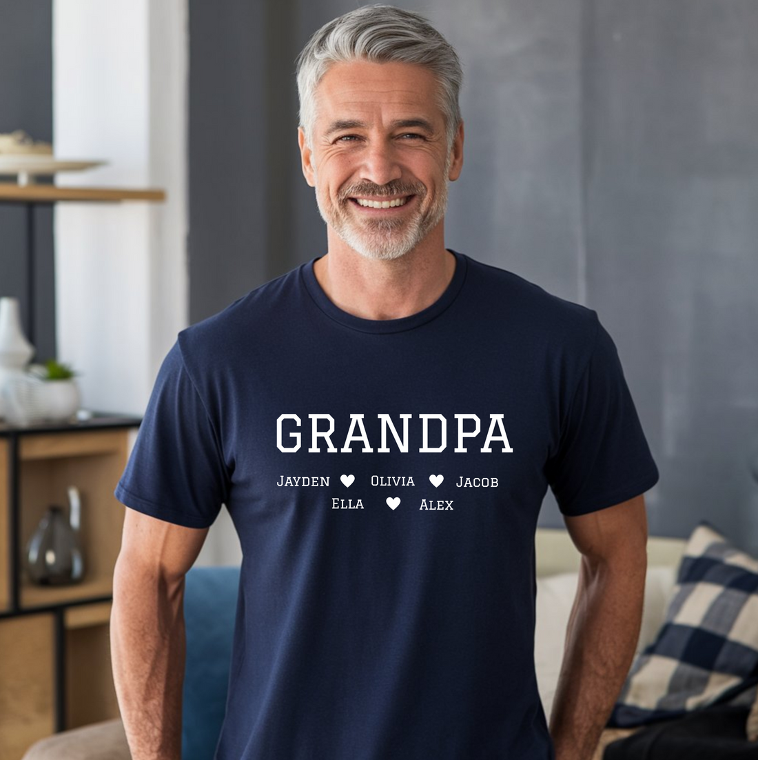 Custom Grandpa Shirt with Grandkids Names, Customized Father's Day Gift for Grandparent