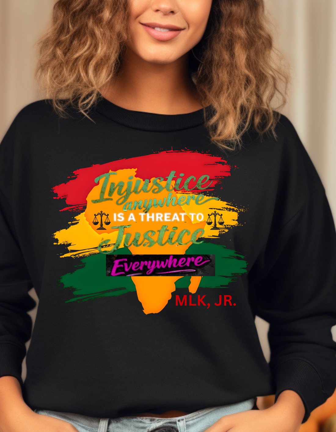 Inspirational Crewneck Sweatshirt, MLK Quote Apparel, Motivational Pullover, Justice Quote Sweatshirt