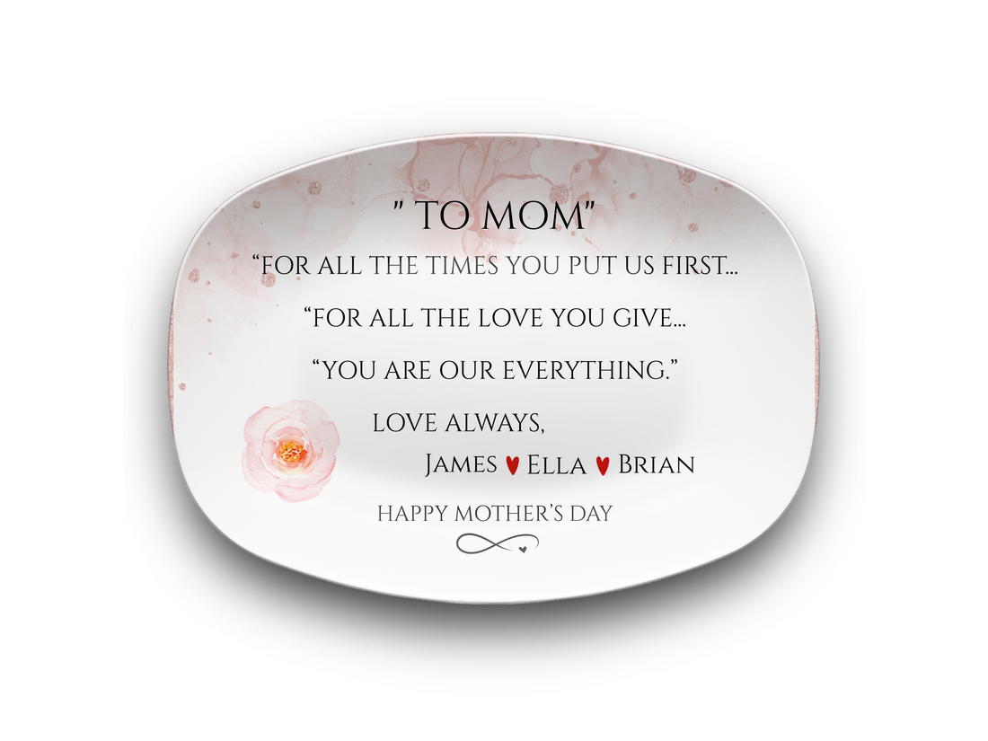 Personalized Mother’s Day Platter – Custom Mom Gift with Kids Names – “To Mom” Sentimental Keepsake Plate – Gift from Daughter or Son