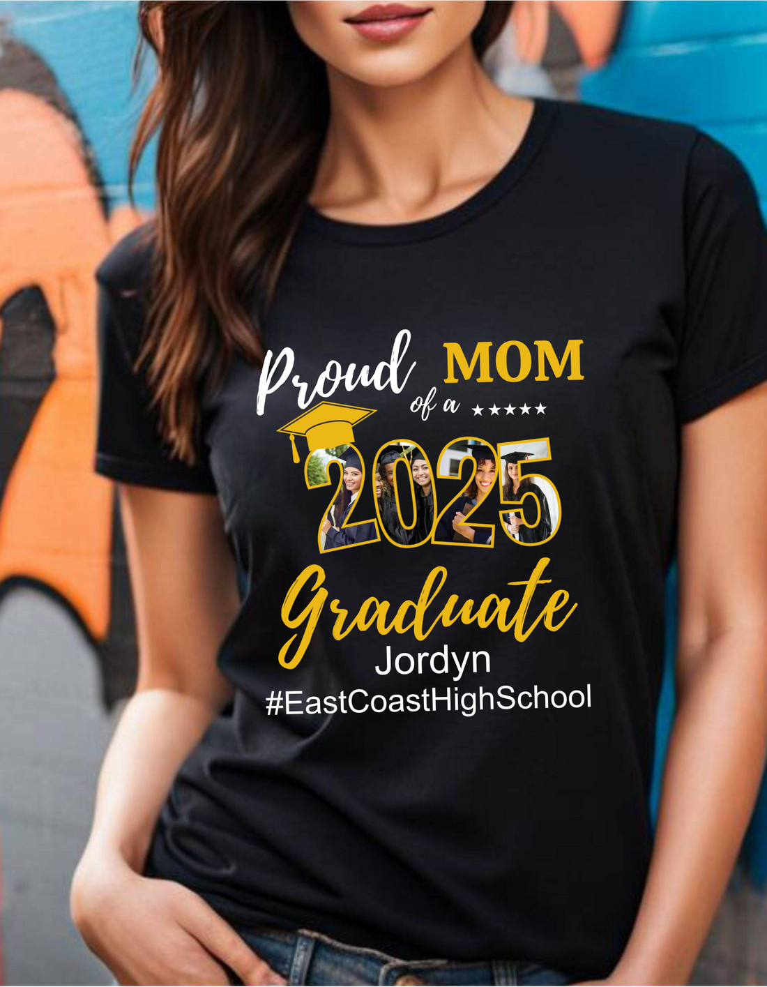 Proud Family T-Shirt, Personalized 2025 Grad Tees, 2025 Graduate Custom Photo Graduate Tee
