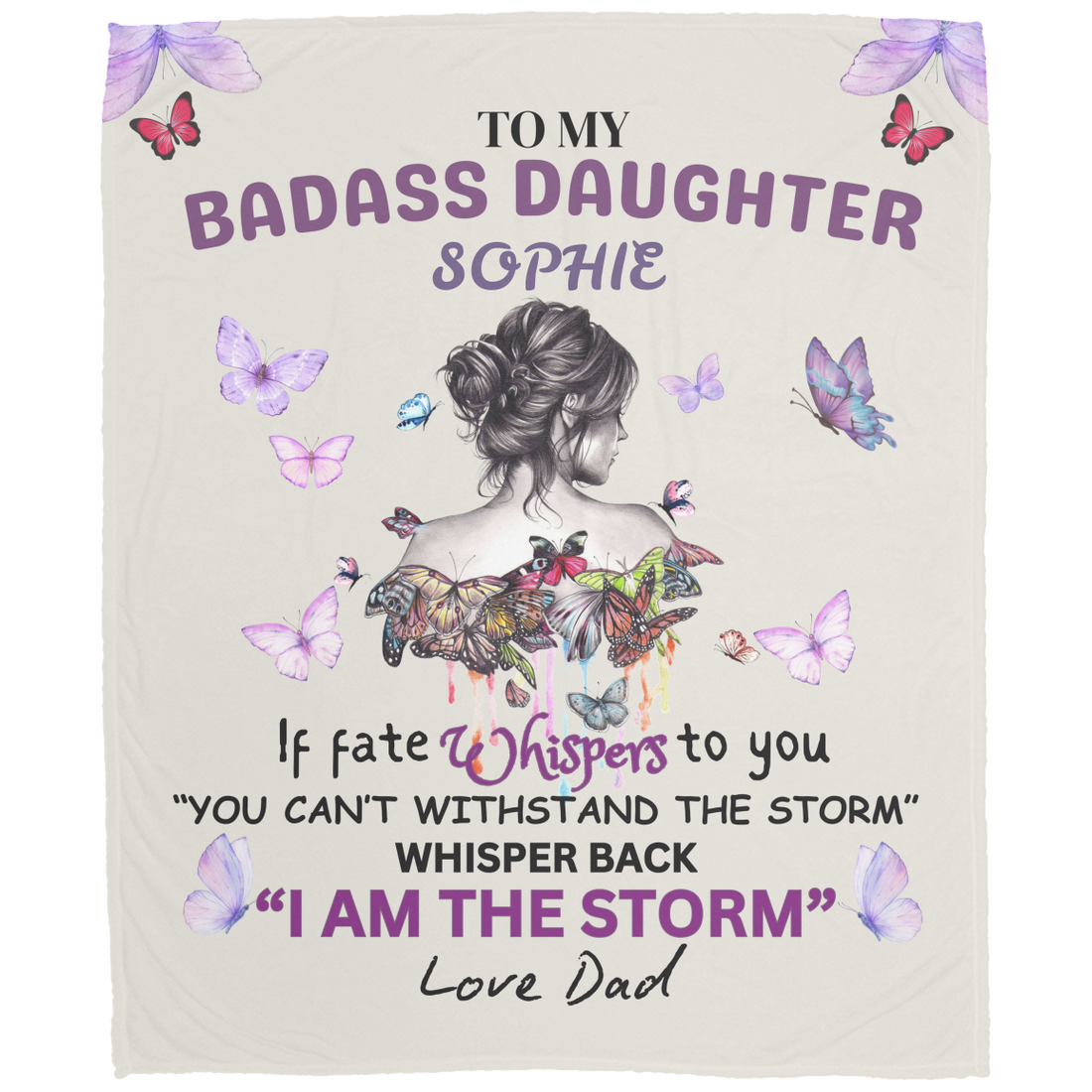 Personalized To My Daughter " I AM THE STORM" Plush Fleece/Sherpa Blanket