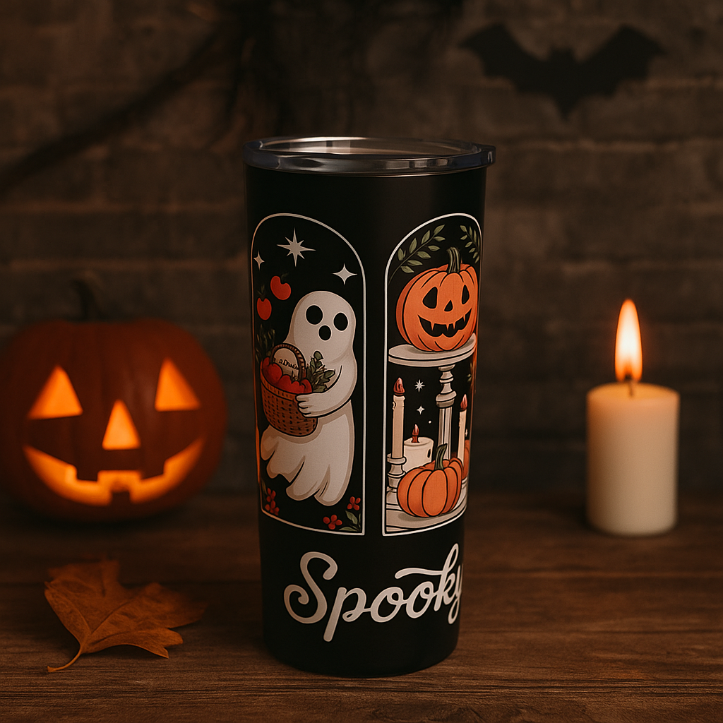 Spooky Season Ghost and Pumpkins Tumbler 20oz