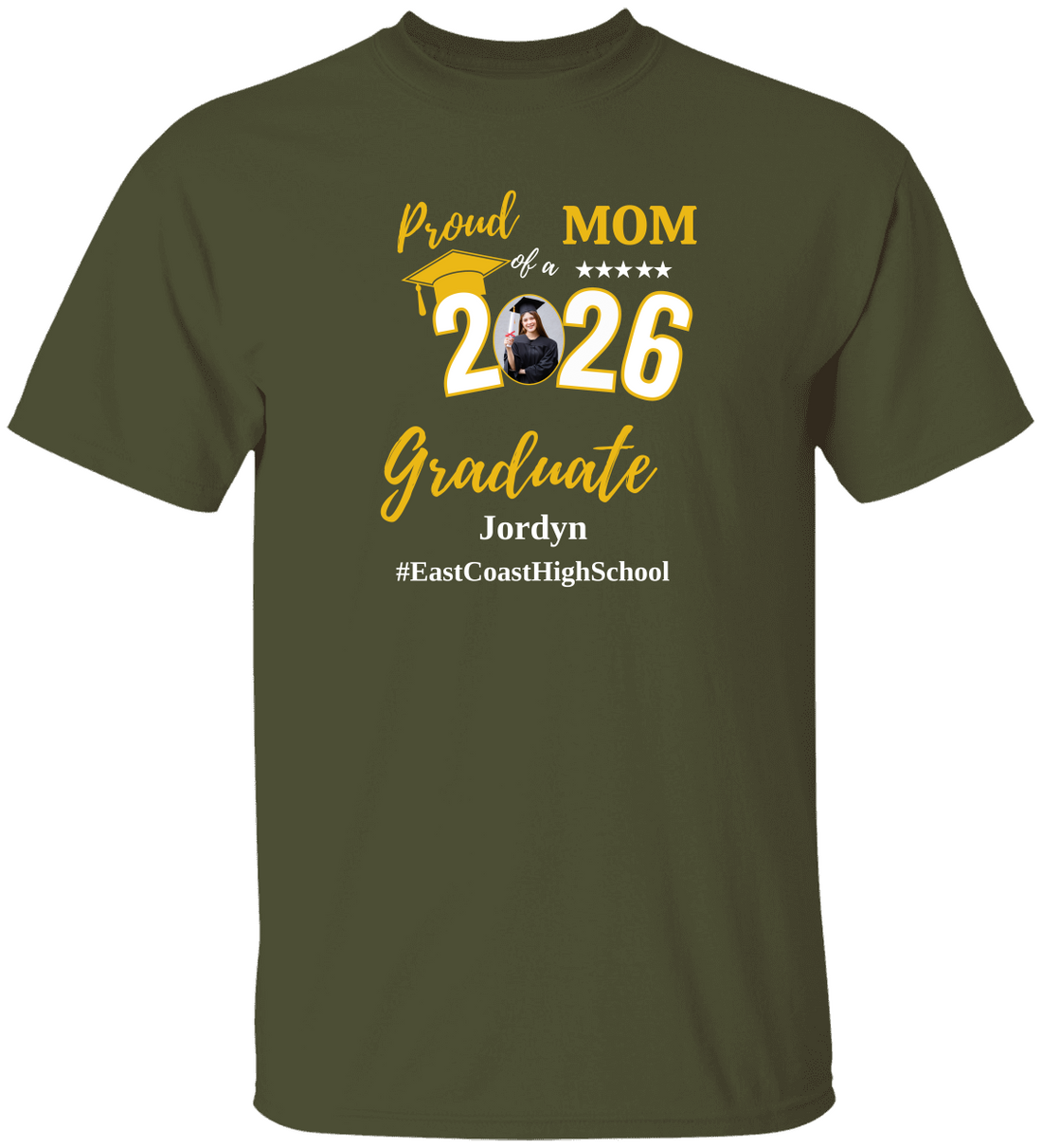 Proud Mom of a 2026 Graduate Shirt, Personalized Graduation Mom/Dad T-Shirt with Photo, Senior Mom/Dad Gift, Custom Graduate Name School Shirt
