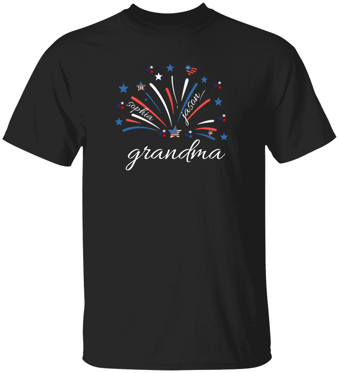 4th of July Grandma, Mom, Grandpa T Shirt, Custom Patriotic Grandma Shirt with Kids names