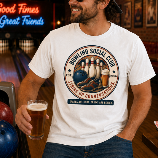 Bowling Social Club Shirt | Strike Up Conversations | Funny Bowling T-Shirt | Comfort Colors 1717 Tee | Bowling Gift for Men & Women | Matching Tumbler Included