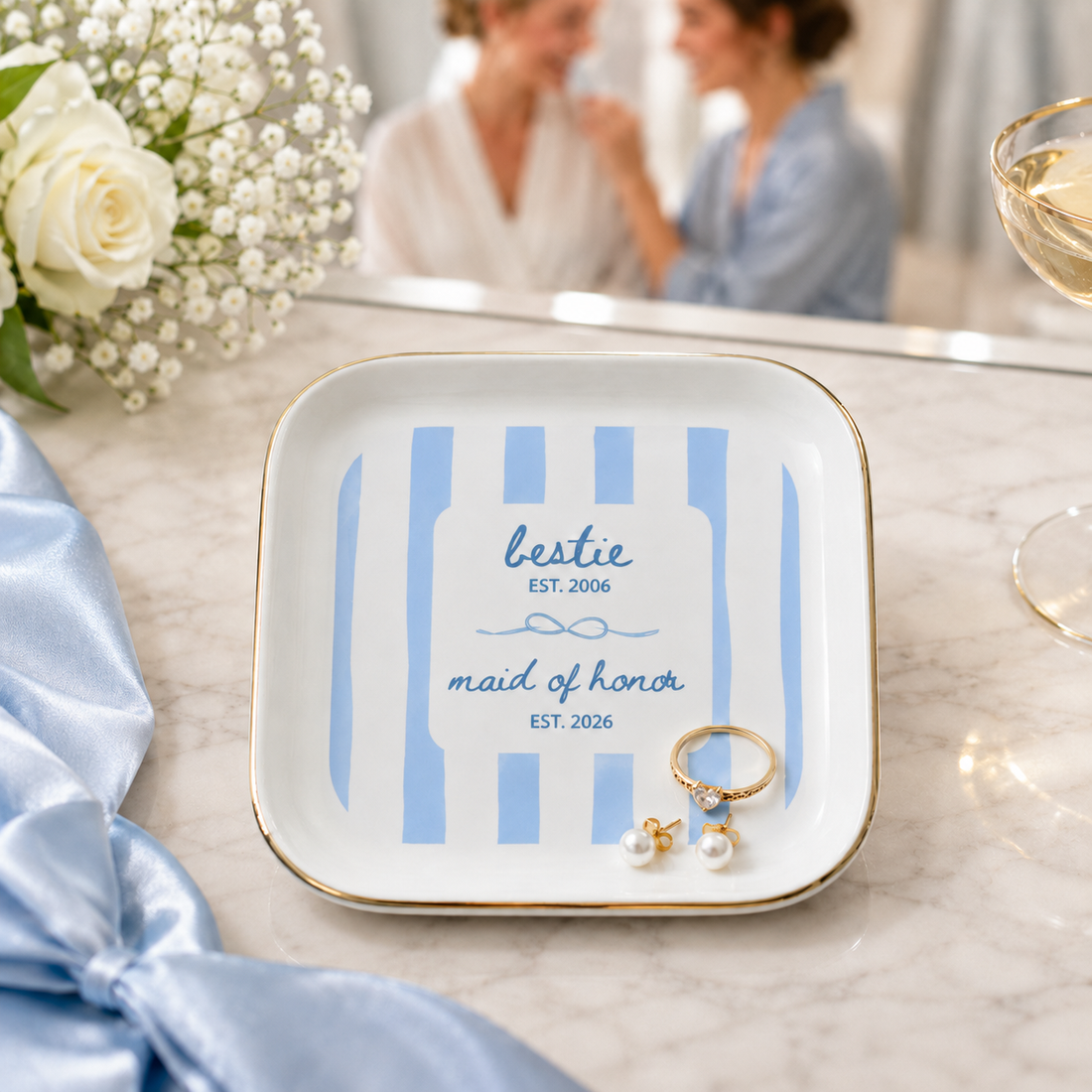 Personalized Bestie & Maid of Honor Jewelry Dish – Custom Friendship Year Gift