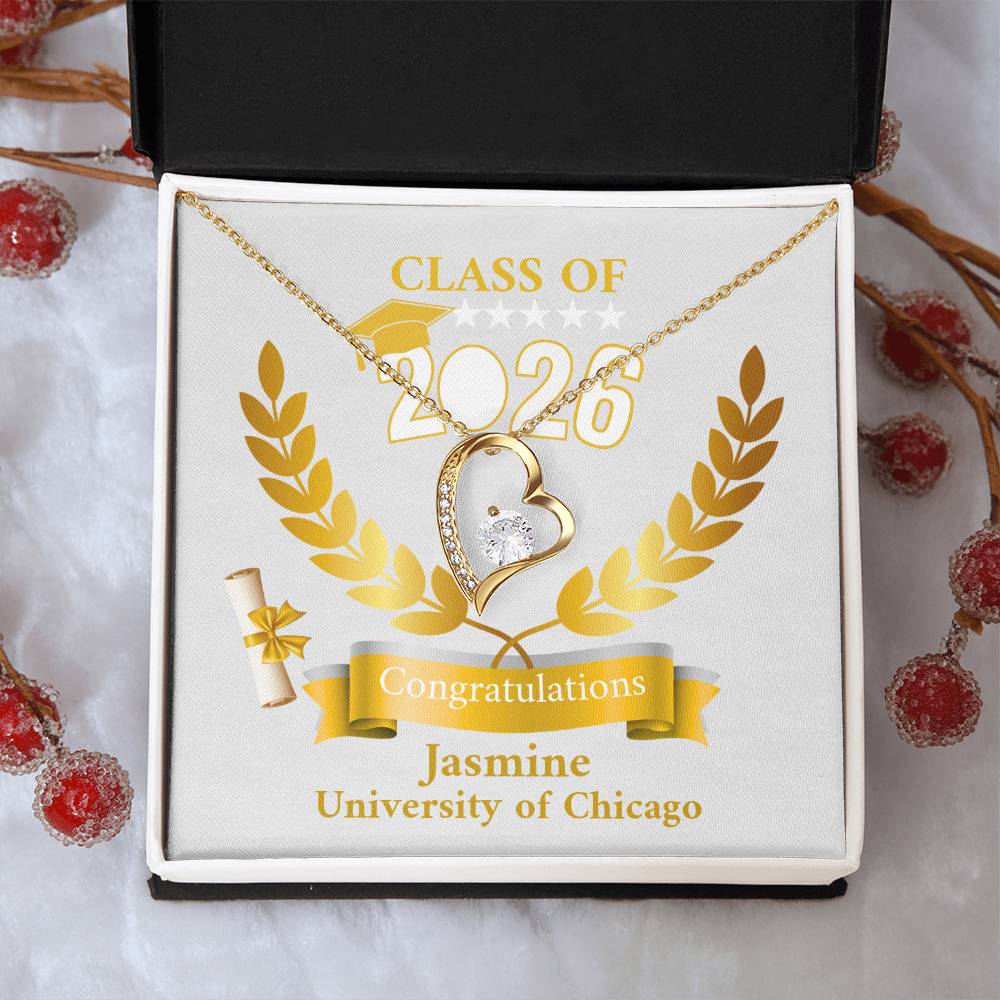 Personalized Graduation Necklace Gift for Her, Class of 2026 Senior Gift, Congrats Graduate Keepsake Necklace