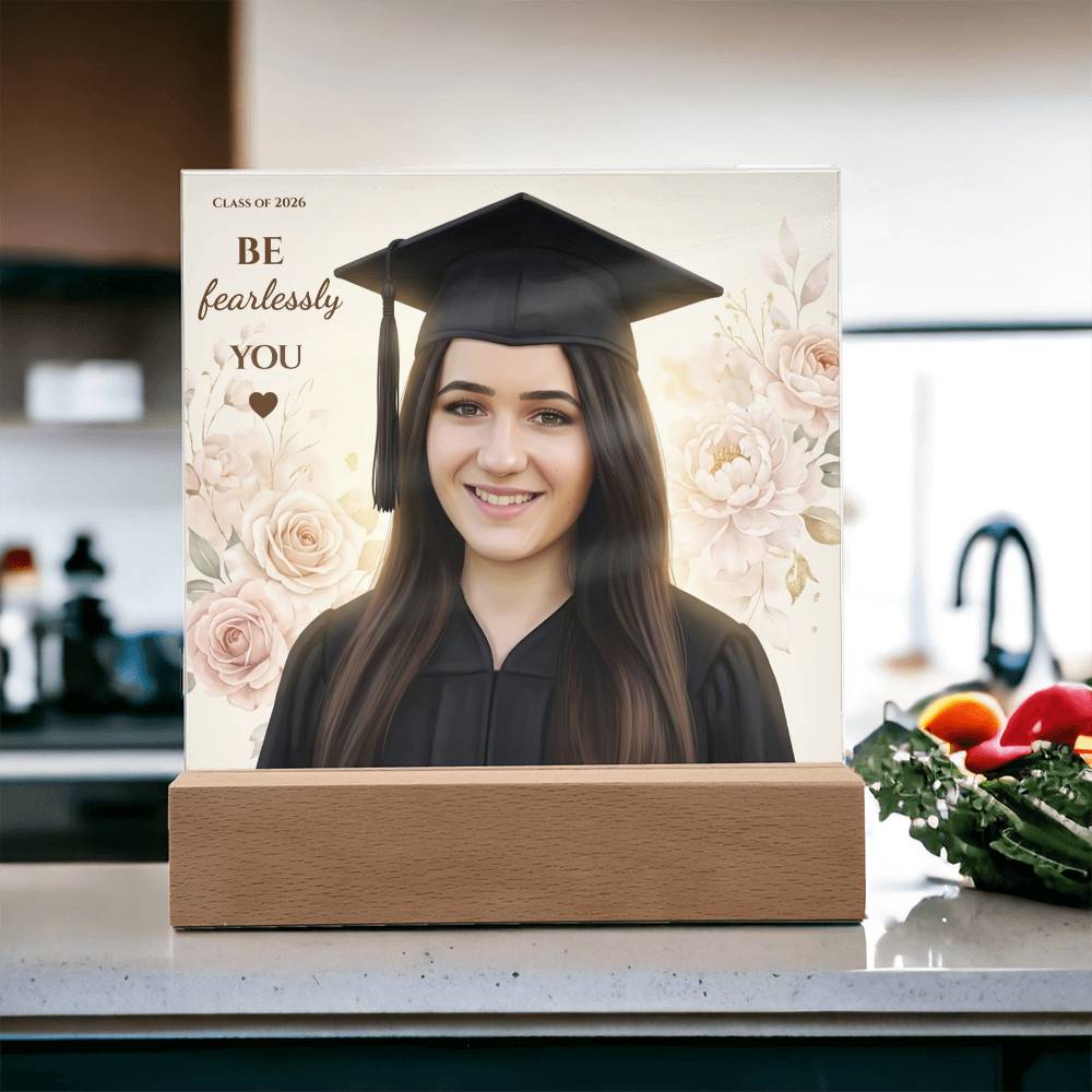 Custom Graduation Photo Plaque, Personalized Grad Gift 2026, LED Acrylic Plaque, Daughter Graduation Gift, Floral or Gold Style Keepsake
