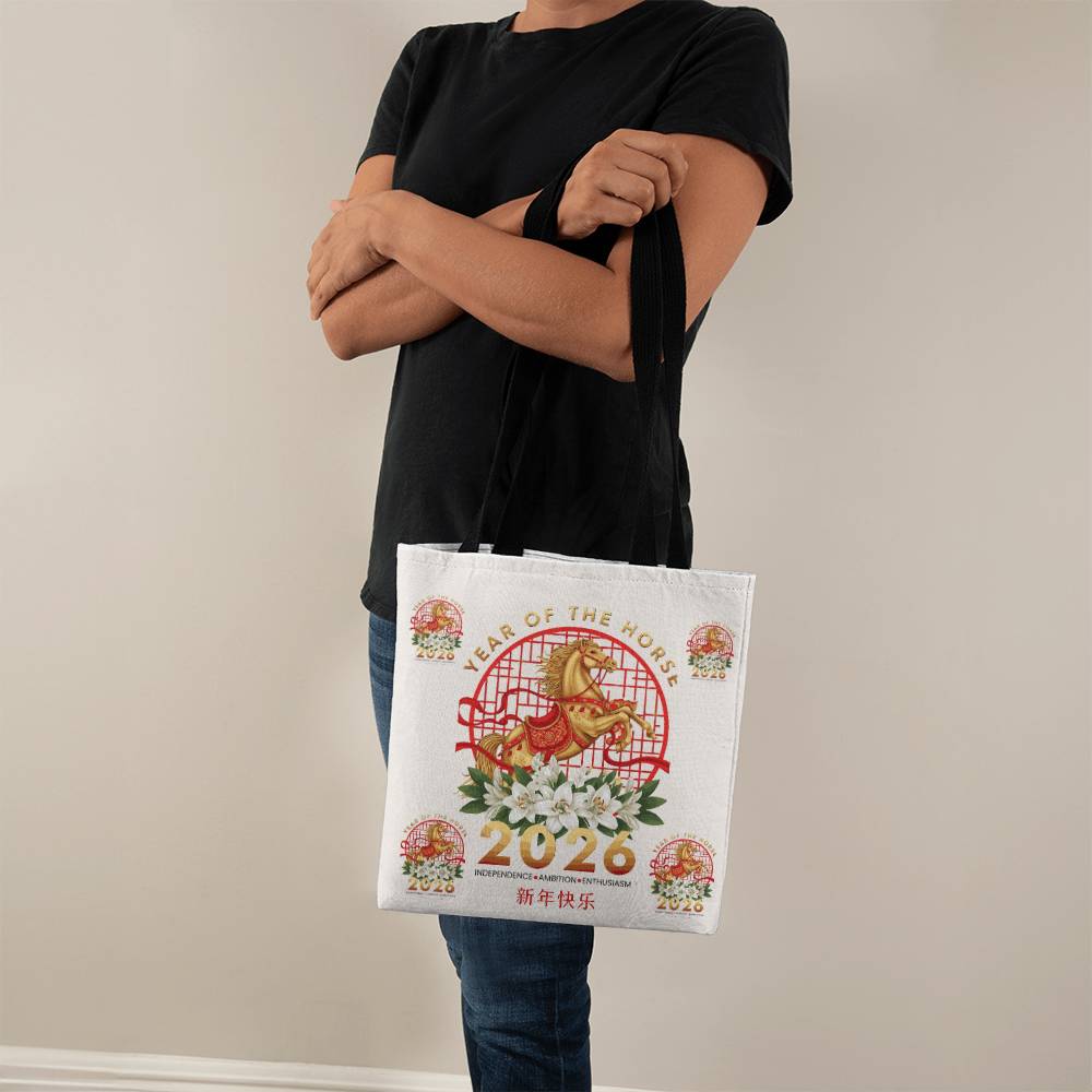 Year of the Horse Tote Bag, 2026 Zodiac Lunar New Year Keepsake!