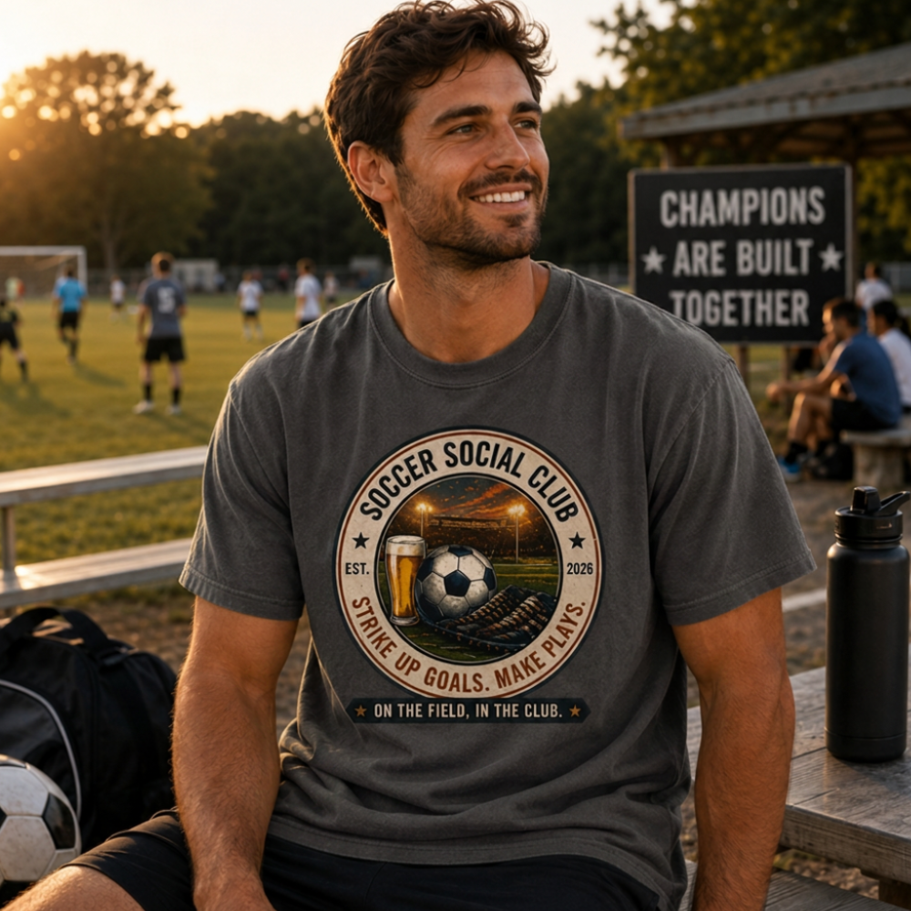 Soccer Social Club T-Shirt | Tumbler |Personalized EST Year Soccer Club Tee | Comfort Colors Soccer Shirt | Soccer Gift for Players, Coaches & Fans