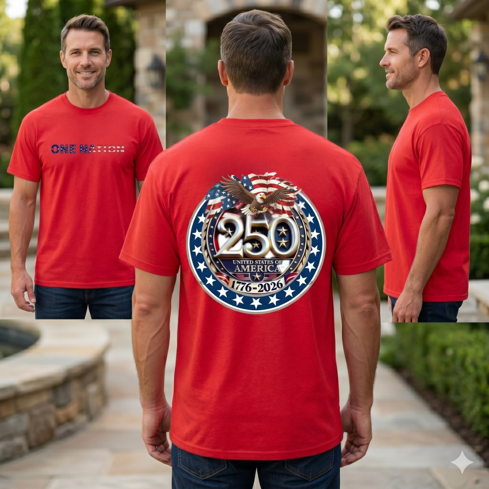 Patriotic One Nation Tee, American Eagle 250th Anniversary Shirt, US Celebration T-Shirt, Independence Day Apparel