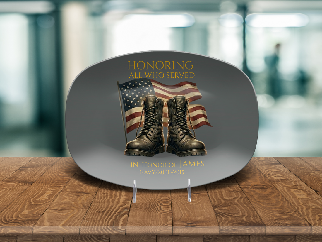Personalized Veteran Platter – Custom Military Tribute Gift for Father’s Day – Honoring All Who Served – Gift for Dad, Veteran, Husband