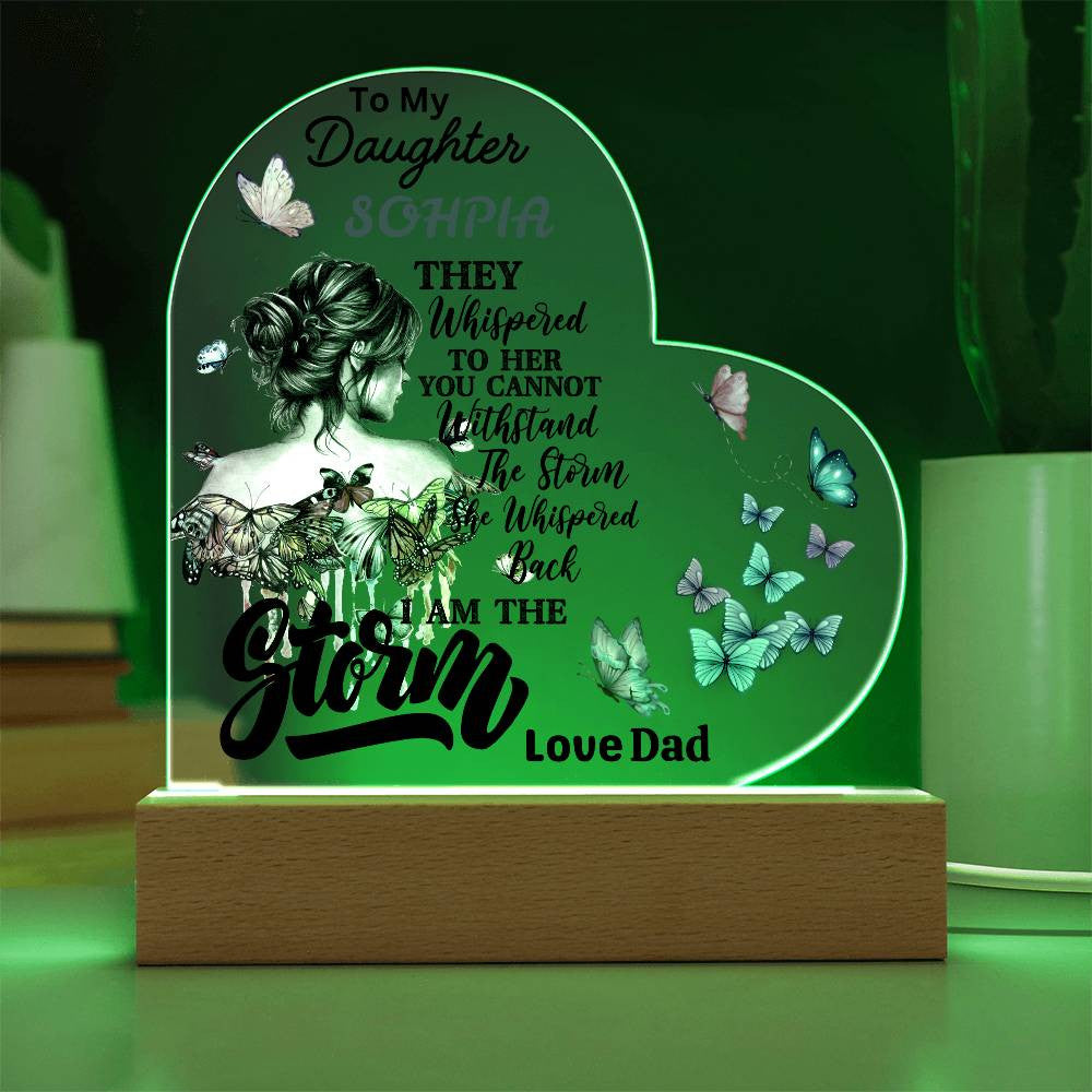 Personalized To My Badass Daughter Acrylic Nite Lite - Empowering Gift for Daughter from Dad or Mom