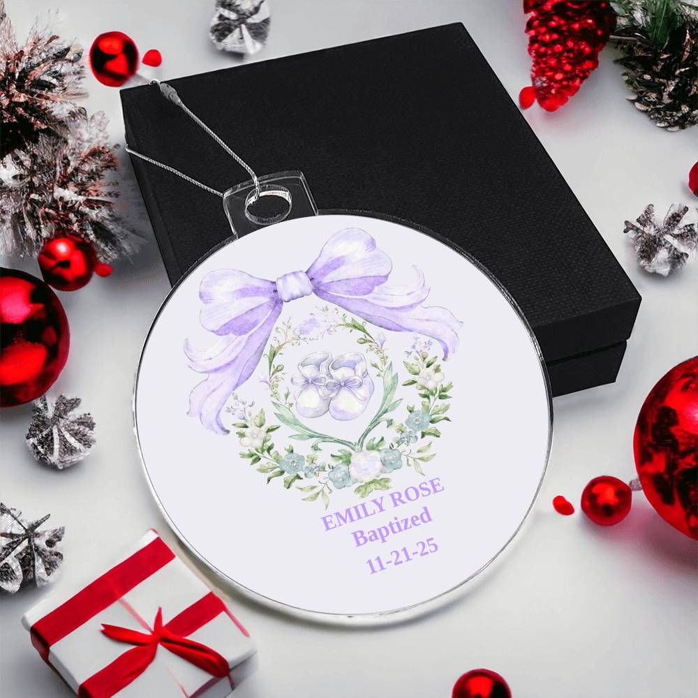 Personalized Acrylic Ornament, Custom Christmas Keepsake, Baptism Gift, Special Occasion Present, Gift for Family