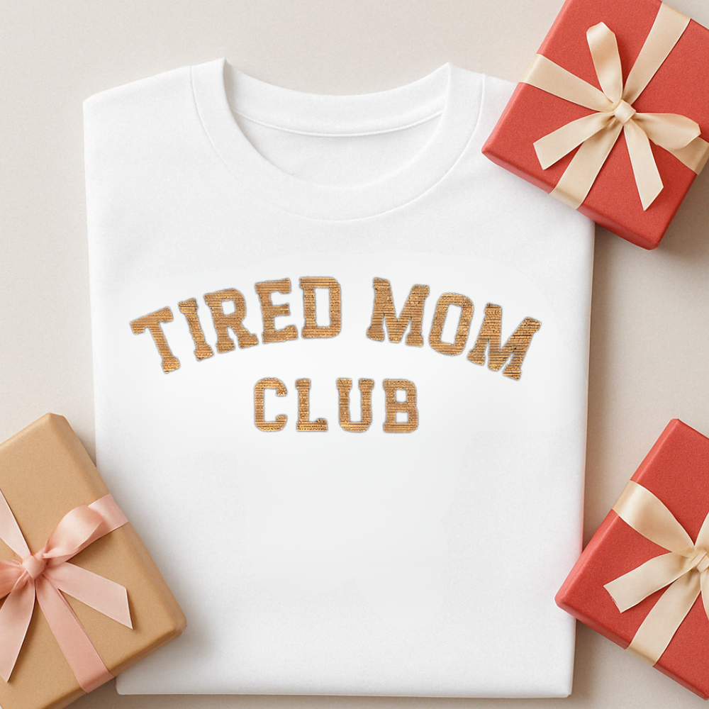 Embroidered Tired Mom Club Sweatshirt: Trendy Mama Sweatshirt