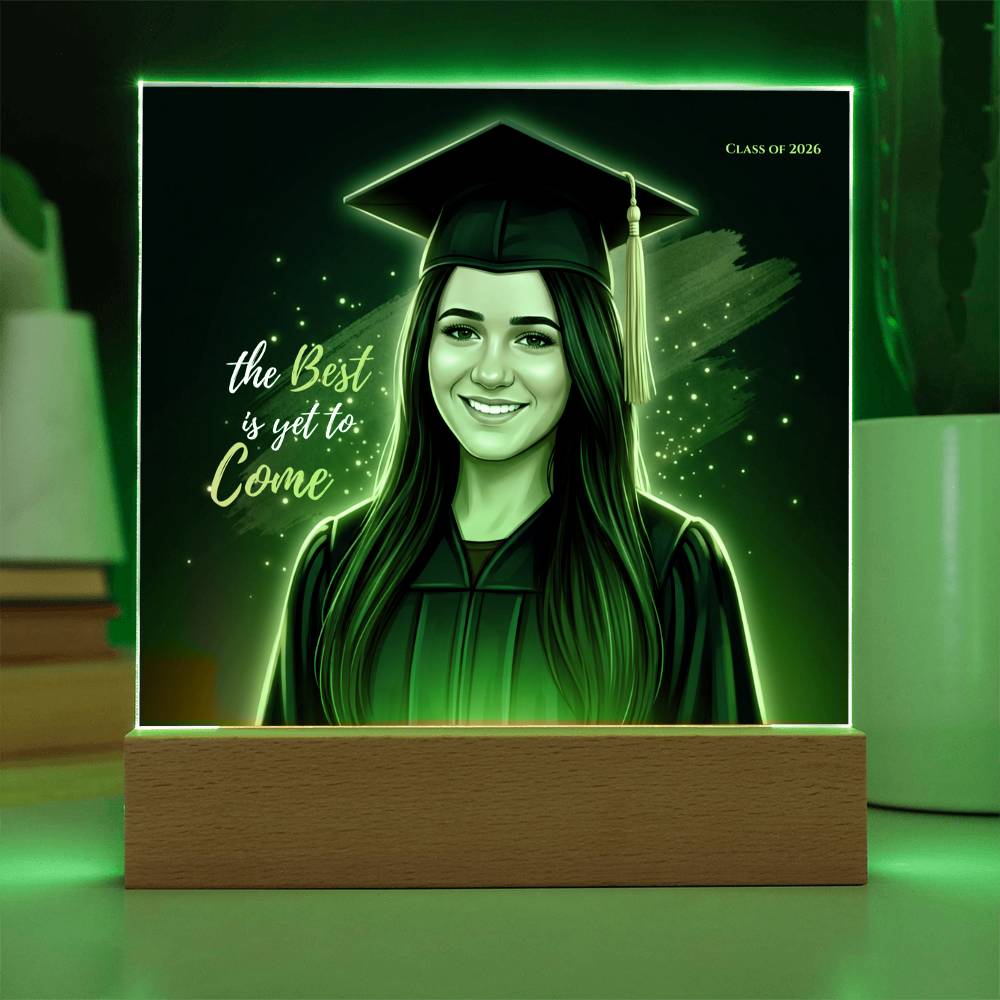Custom Graduation Photo Plaque, Personalized Grad Gift 2026, LED Acrylic Plaque, Daughter Graduation Gift, Floral or Gold Style Keepsake