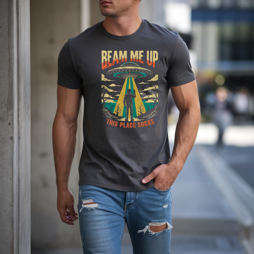 Funny UFO Alien T-Shirt, Sci-Fi Graphic Tee, Gift for Sci-Fi Lovers, Alien Abduction T-Shirt, Graphic Novelty Shirt
