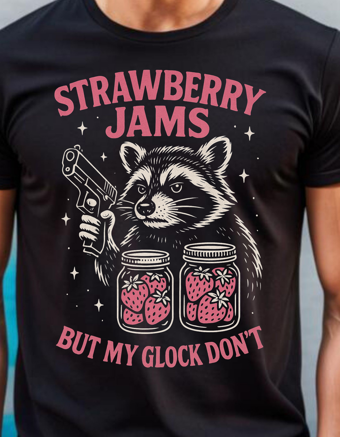 Retro-style graphic tee features a fearless racoon, Funny Animal Pun T-Shirt!