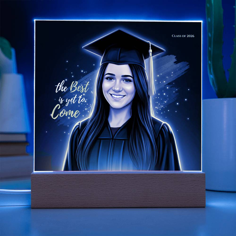 Custom Graduation Photo Plaque, Personalized Grad Gift 2026, LED Acrylic Plaque, Daughter Graduation Gift, Floral or Gold Style Keepsake