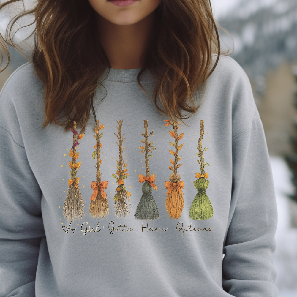 A Girl Gotta Have Options Retro Halloween Crewneck Pullover Sweatshirt