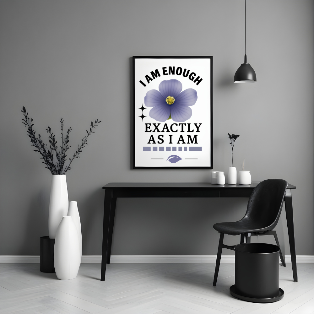 "I Am Enough" Wall Art Affirmation Portrait Frame