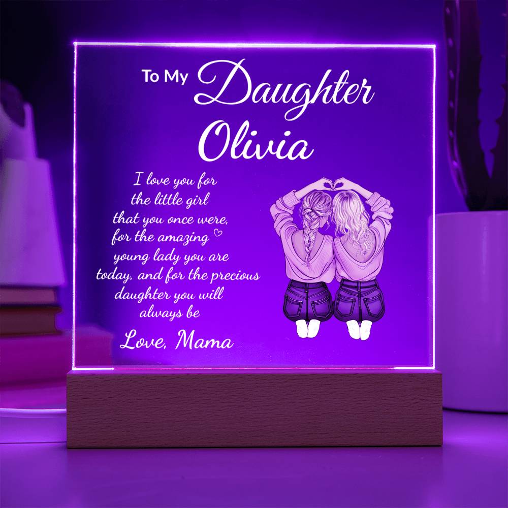 Personalized Gift for Daughter, Mother and Daughter Art, Sentimental Present Acrylic LED Nite Light