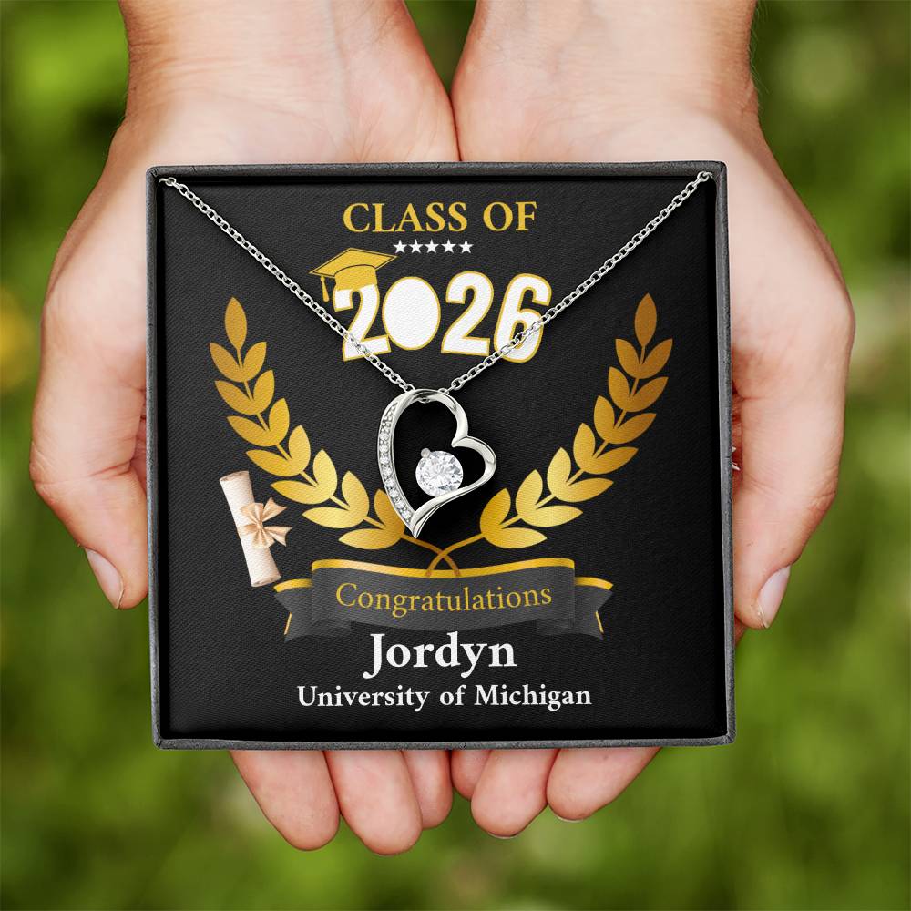 Personalized Graduation Necklace Gift for Her, Class of 2026 Senior Gift, Congrats Graduate Keepsake Necklace