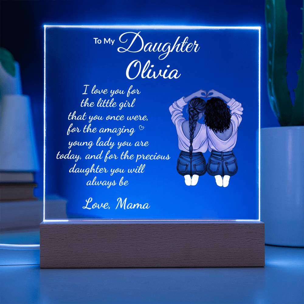 Personalized Acrylic Plaque with LED Base, Customizable Gift for Daughter, Premium Acrylic Nite Light