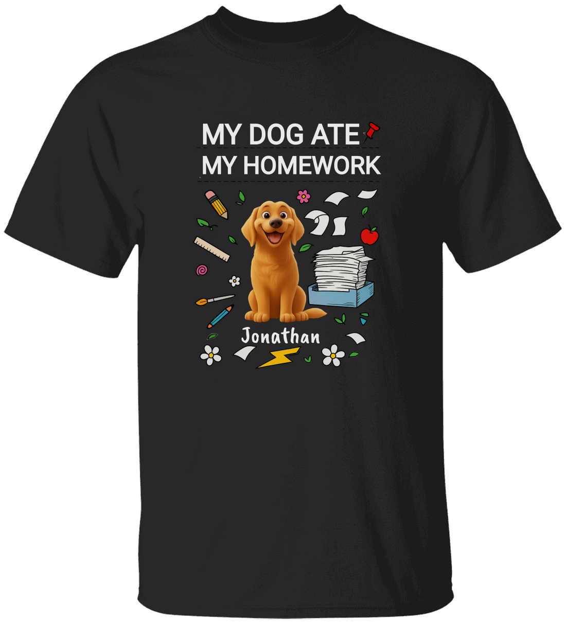 Personalized Kids Cotton Tee with Funny Dog Design