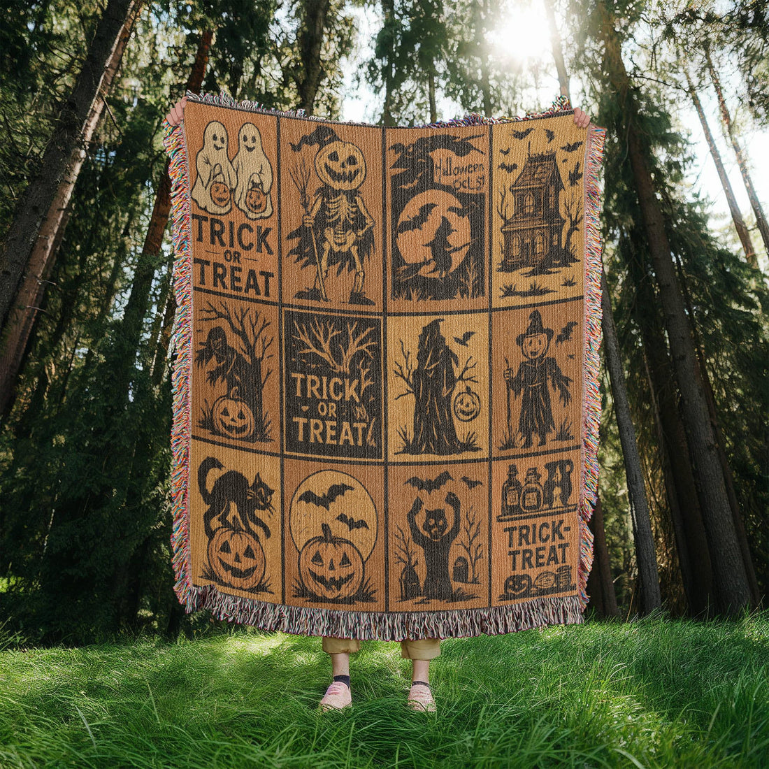 Halloween Themed Artwork Woven Blanket 50x60in