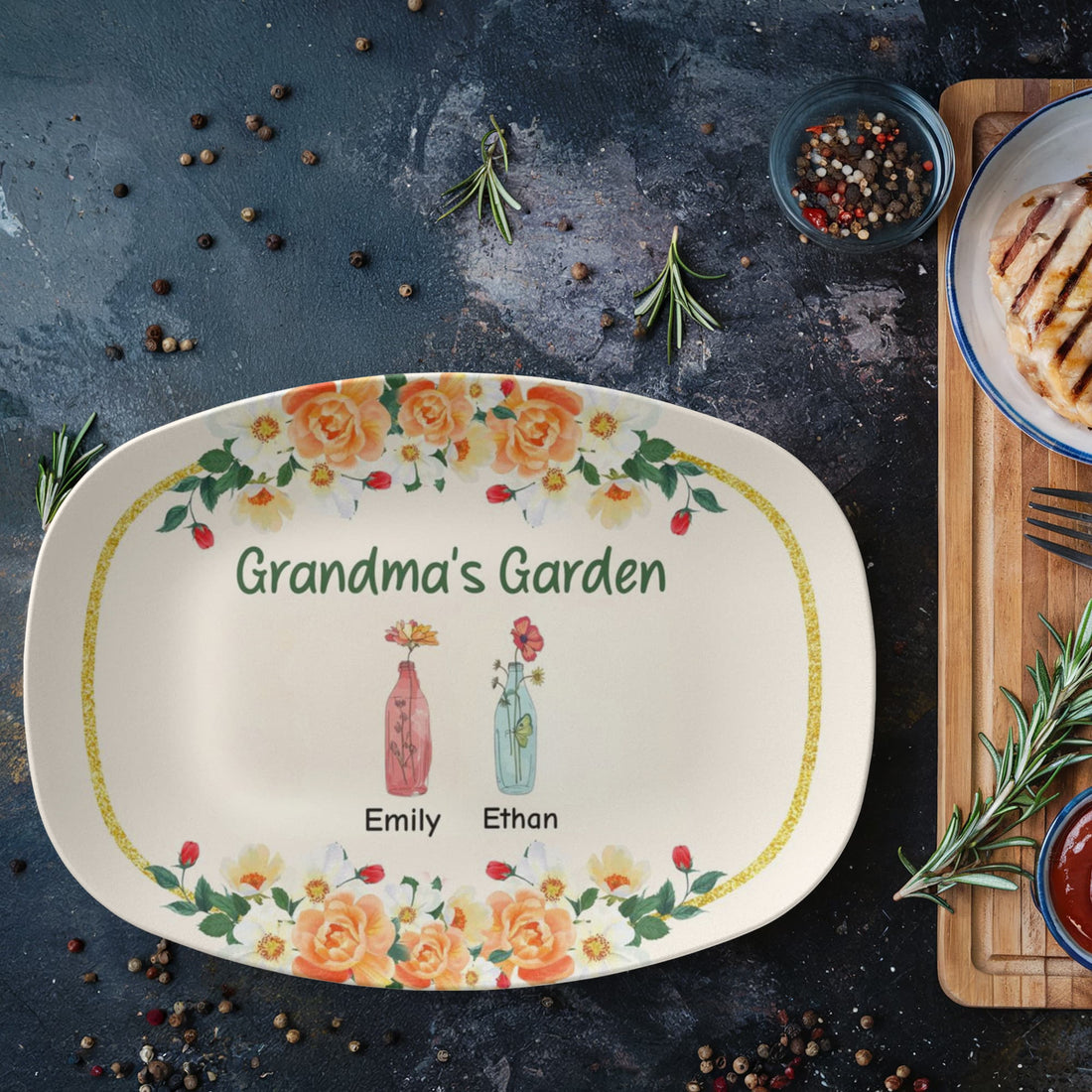 Grandma's Garden, Personalized Platter | Gift for Mimi | Gift from Kids