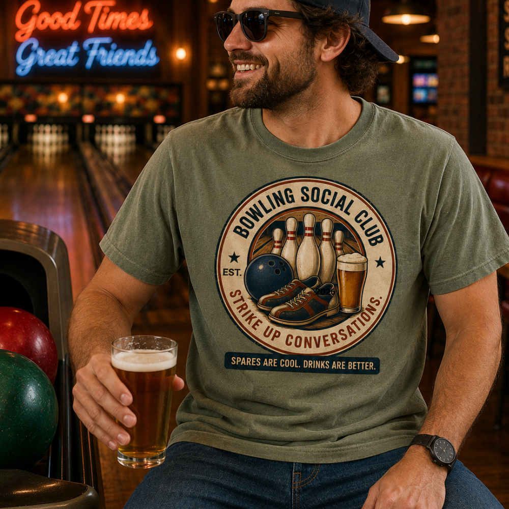 Bowling Social Club Shirt | Strike Up Conversations | Funny Bowling T-Shirt | Comfort Colors 1717 Tee | Bowling Gift for Men & Women | Matching Tumbler Included