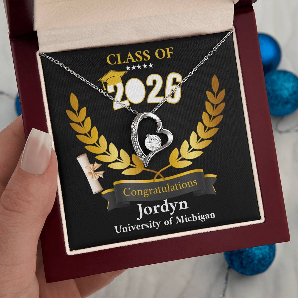 Personalized Graduation Necklace Gift for Her, Class of 2026 Senior Gift, Congrats Graduate Keepsake Necklace