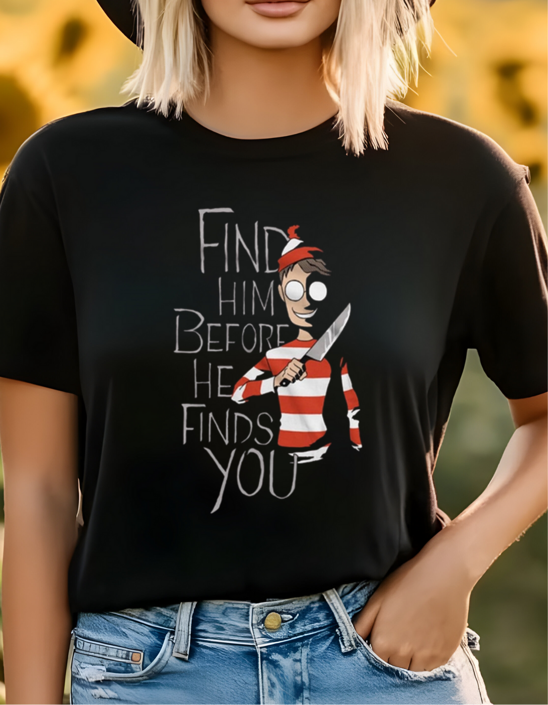 Halloween Humor "Find Him" T-Shirt/Hoodie