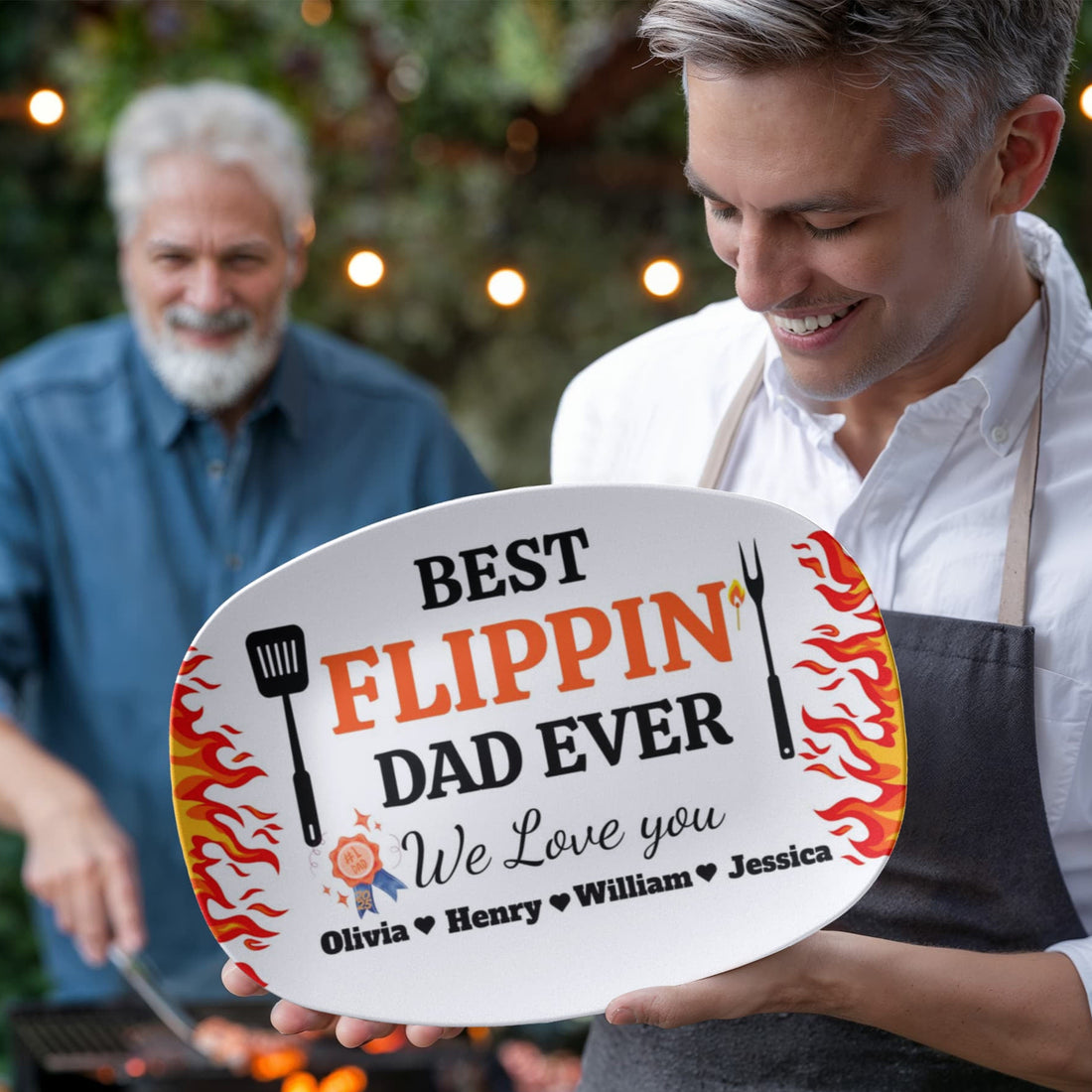 BBQ Grilling Personalized Plate, Daddy's Grilling Plate for Father's Day, Custom Gift for Him 10”x14” Platter