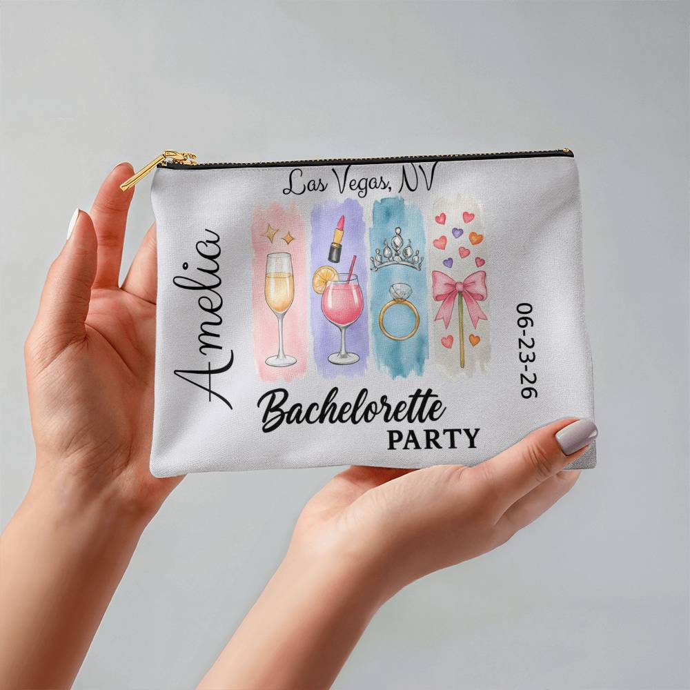 Bachelorette Personalized Makeup Bag, Bridal Shower Gift, Custom Bridesmaid Pouch, Party Favors