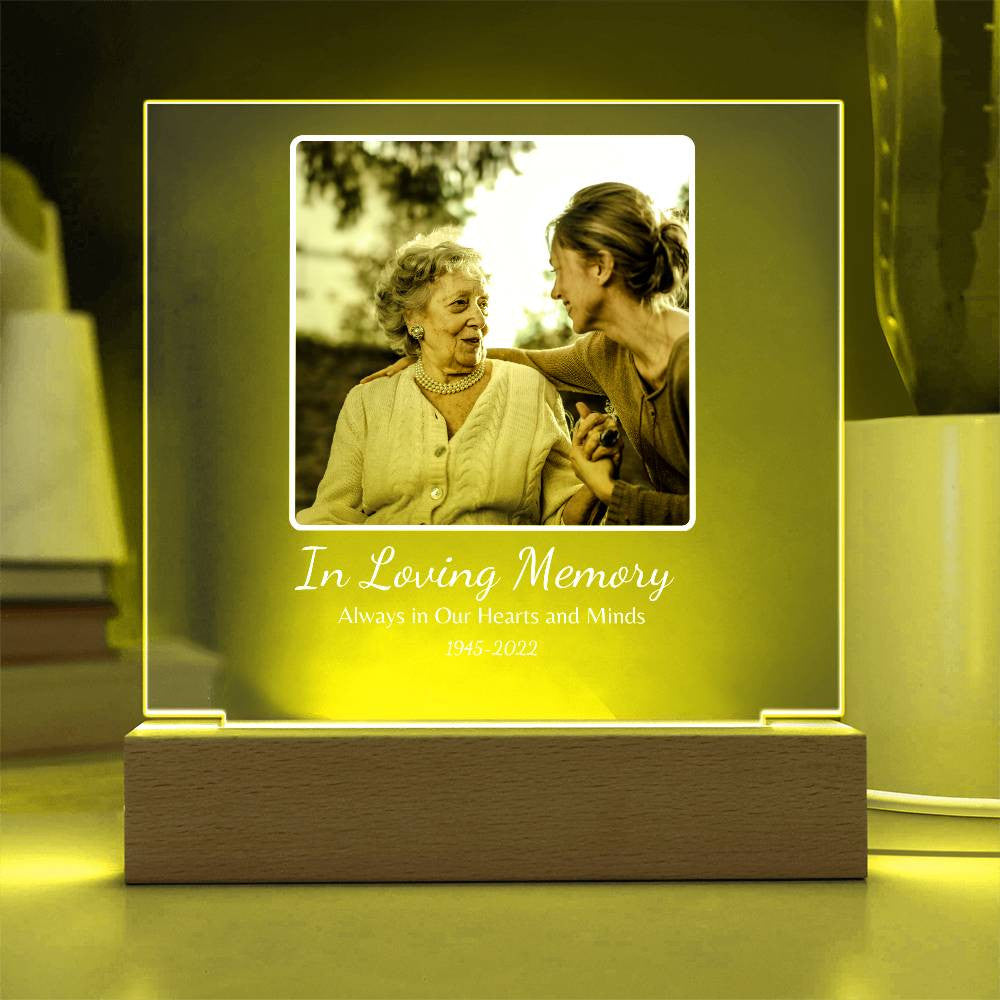 Personalized Memorial "In Loving Memory" Photo Acrylic Square Nite Light!