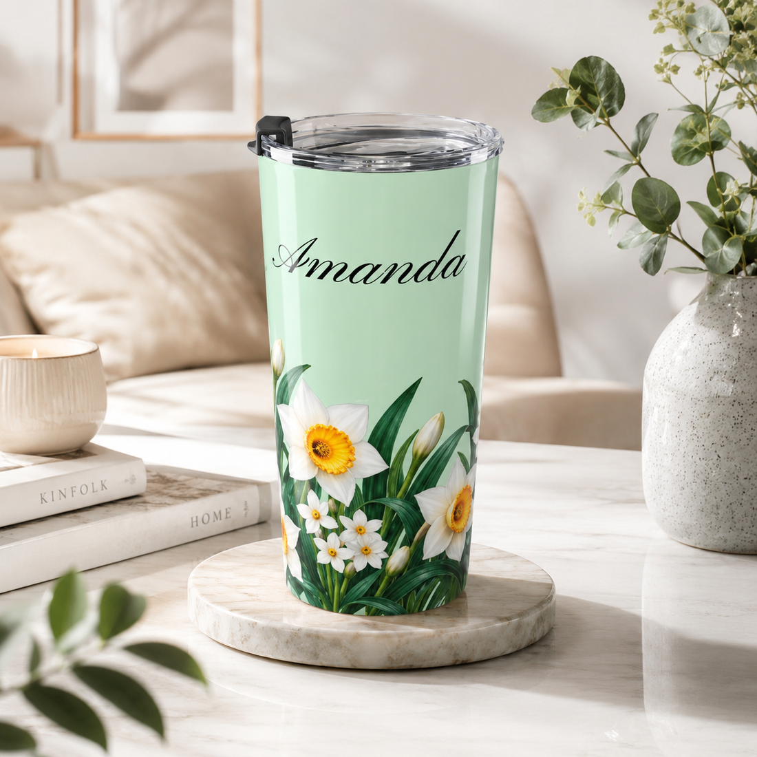 Custom Name & Birth Flower Birthday Gift For Her, Sisters, Daughter, Friends, Coworkers - Personalized Tumbler
