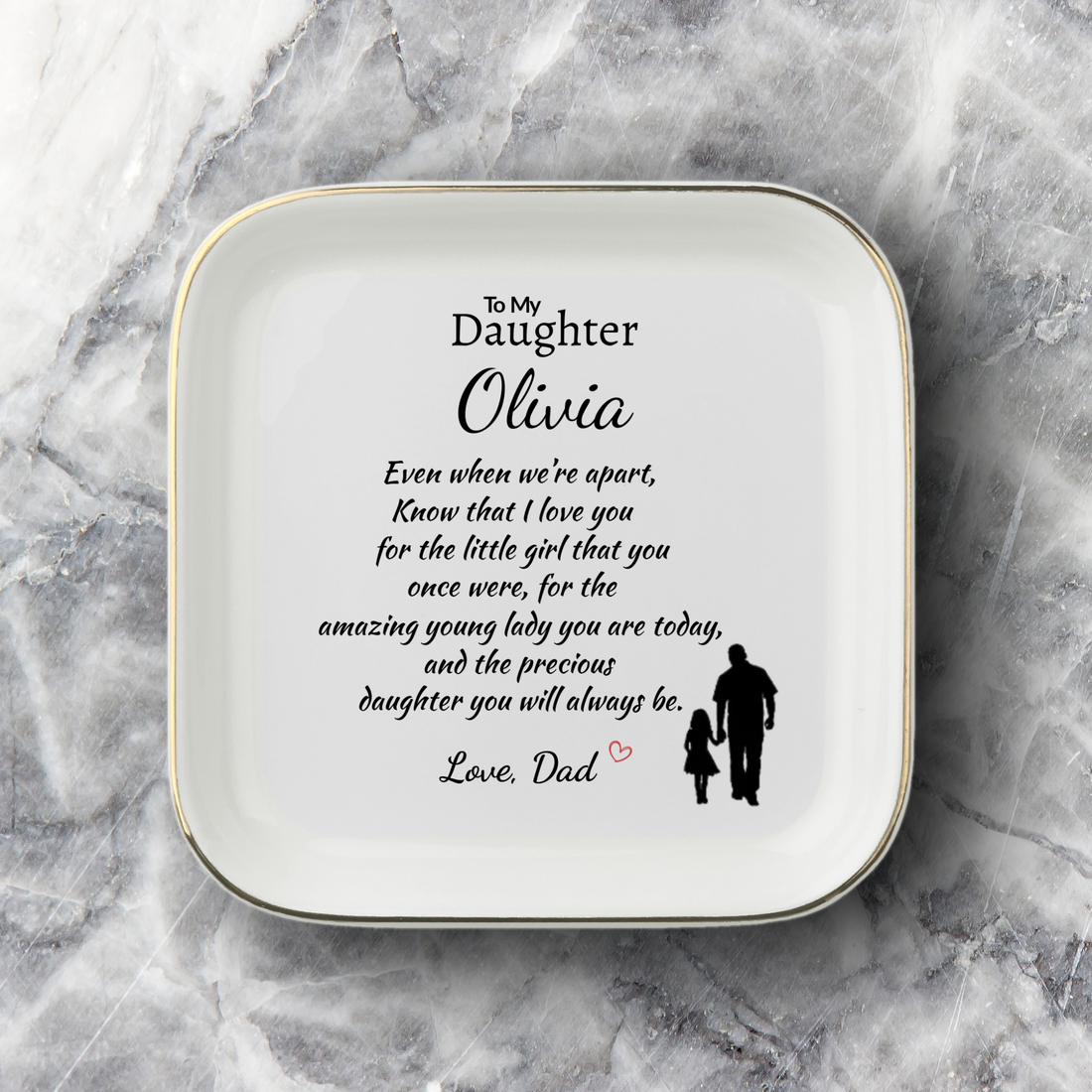 Personalized Daughter Jewelry Dish from Dad – Custom Name Ring Dish