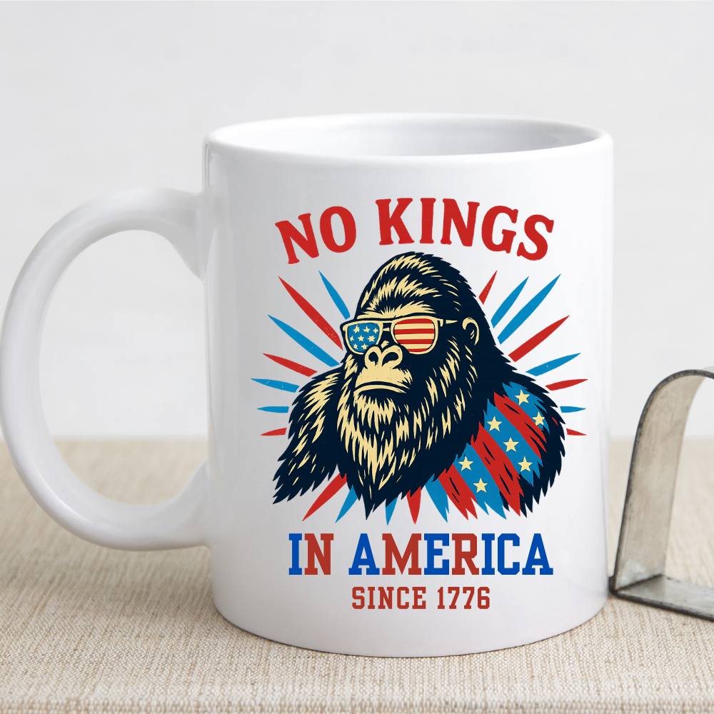 No Kings In America Pro Democracy, 4th of July 15oz White Mug
