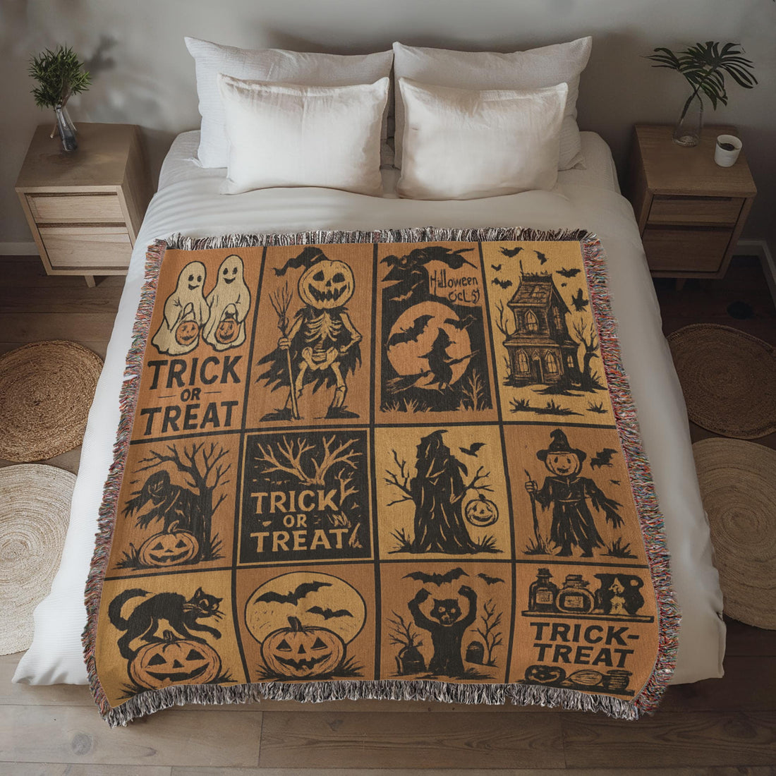 Halloween Themed Artwork Woven Blanket 50x60in