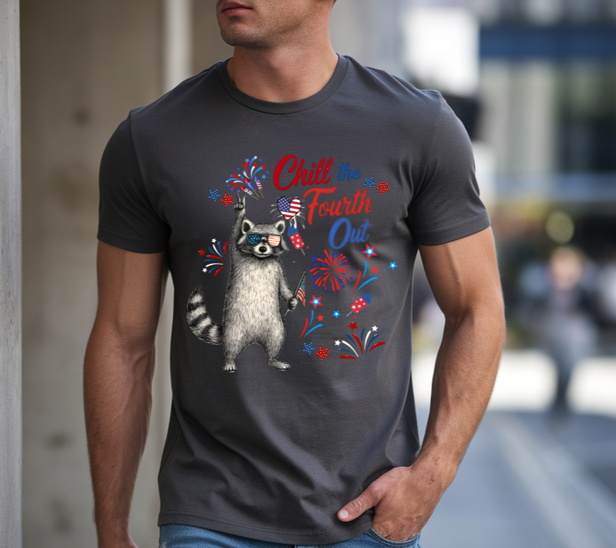 Chill The Fourth Out Shirt, Funny Raccoon Fourth of July t-Shirt, 4th of July Shirt