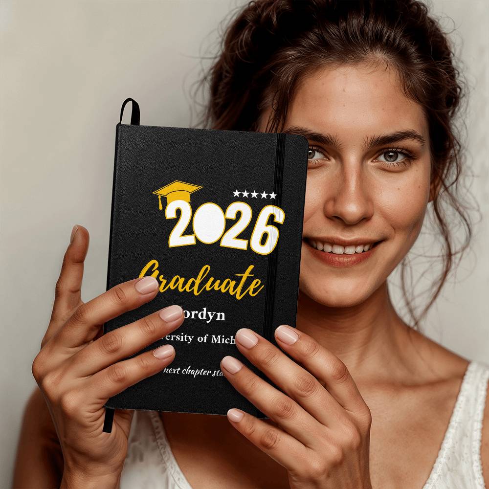 Personalized Graduation Journal – Custom Class of 2026 Notebook – Graduate Gift with Name & School – Senior Keepsake Ambassador Bound Journal