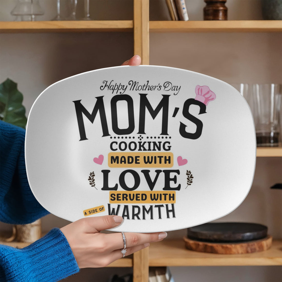 Personalized Mother's Day Platter, Mom's Cooking Gift, Custom 10x14 Oval Plate, Microwave Safe, Mother's Gift Idea, Holiday Dining