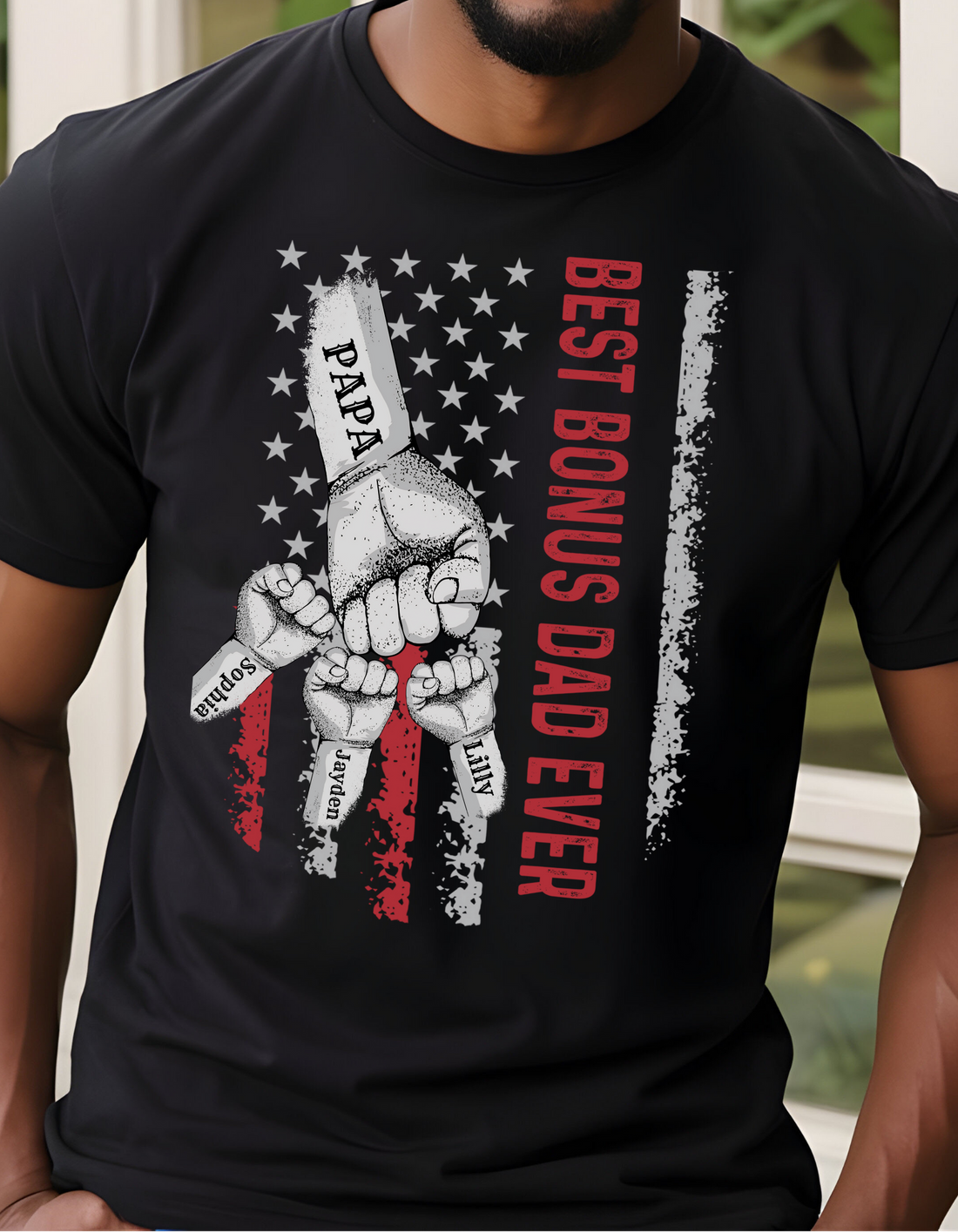 Personalized Best Bonus Dad Raised Fist Bump Shirt!
