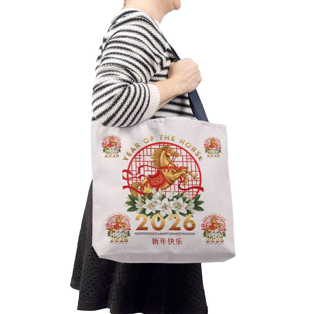 Year of the Horse Tote Bag, 2026 Zodiac Lunar New Year Keepsake!