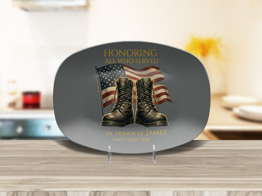 Personalized Veteran Platter – Custom Military Tribute Gift for Father’s Day – Honoring All Who Served – Gift for Dad, Veteran, Husband