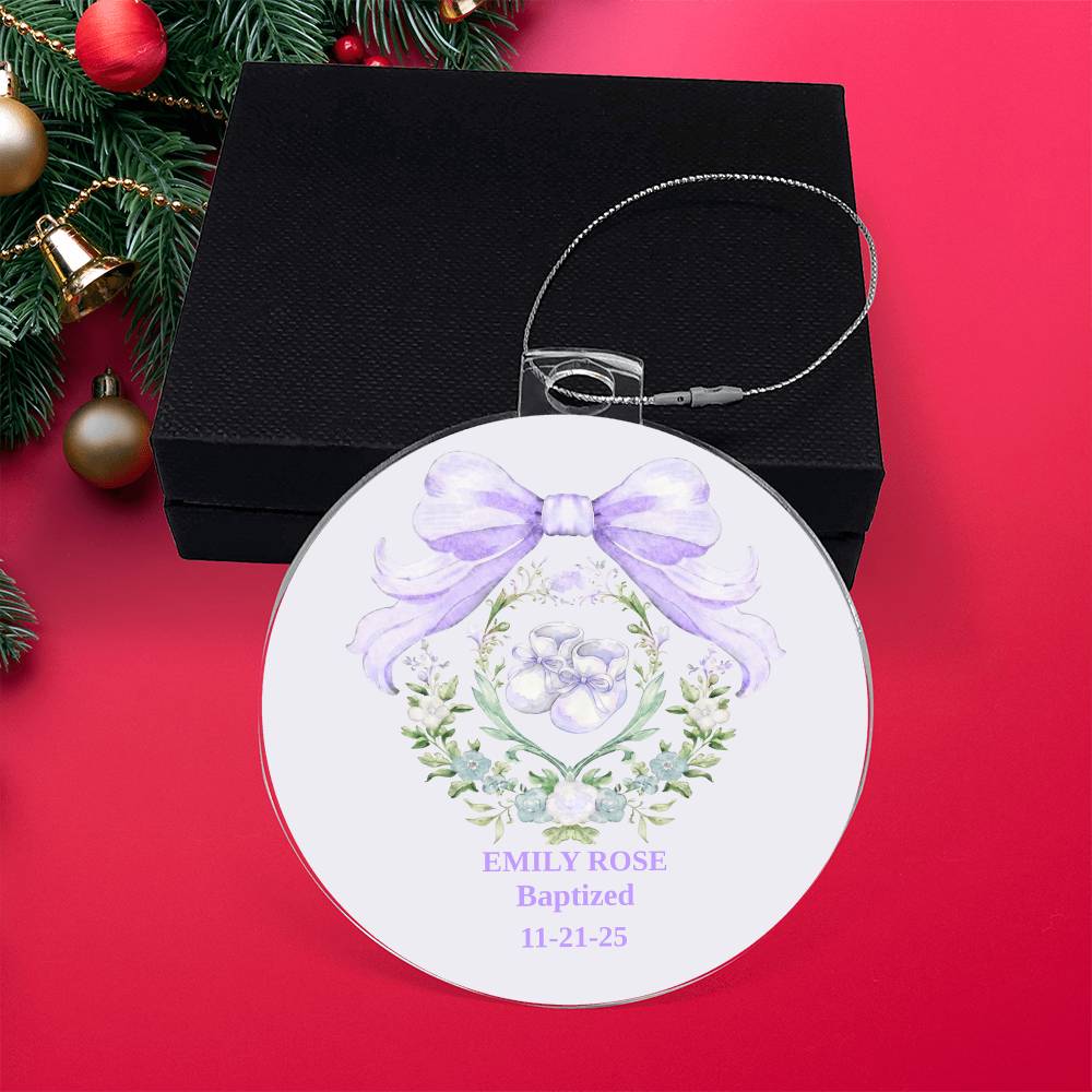 Personalized Acrylic Ornament, Custom Christmas Keepsake, Baptism Gift, Special Occasion Present, Gift for Family