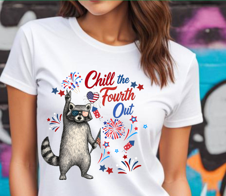Chill The Fourth Out Shirt, Funny Raccoon Fourth of July t-Shirt, 4th of July Shirt