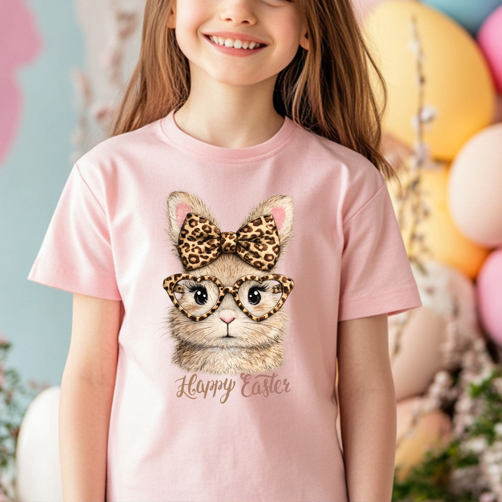 Easter Bunny Shirt, Cute Bunny Shirt for Kids, Bow Rabbit Tee, Girls Animal Shirt, Easter Outfit, Hoppy Easter Top, Kids Gift